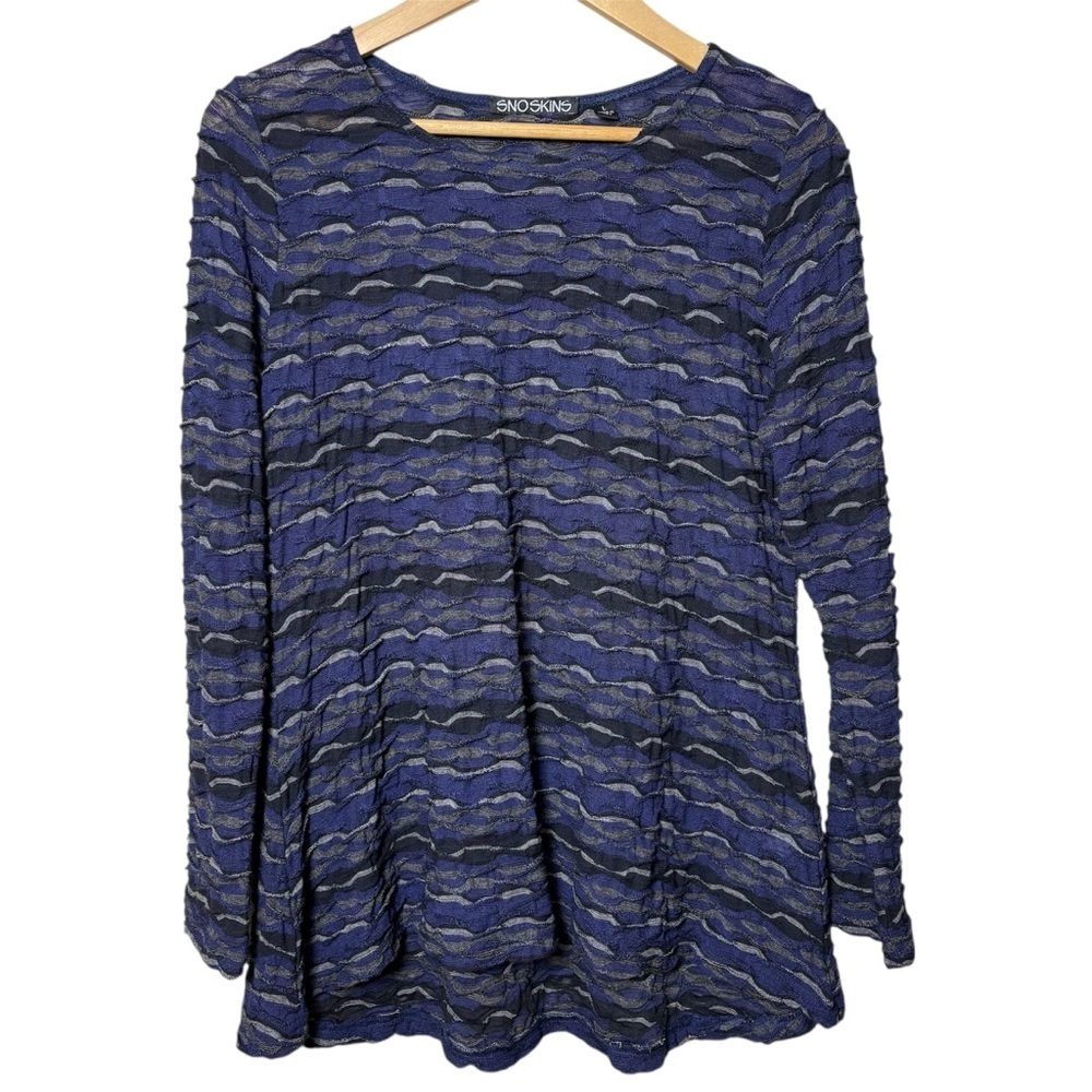 Sno Skins Snoskins Womens Top Blouse Shirt Artsy Eclectic Large Textured Crinkle
